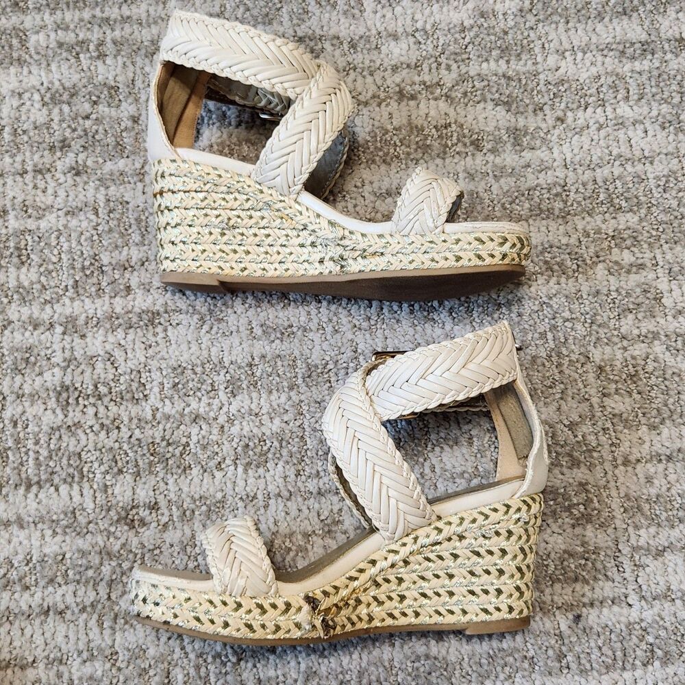 Stuart Weitzman girl Akilah Sparkle Off-White Wedge Espadrille Sandal size 12 - Picture 5 of 10